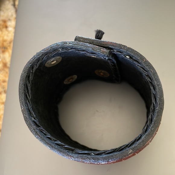 Vintage Leather Cuff Handmade Bracelet - Picture 2 of 6